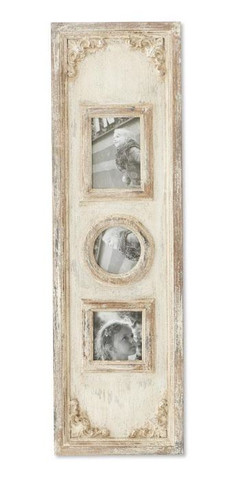 39.5 Inch Antiqued Whitewashed  Triple Photo Frame