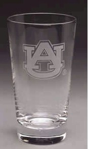 Auburn Etched Pub Glass Set Of