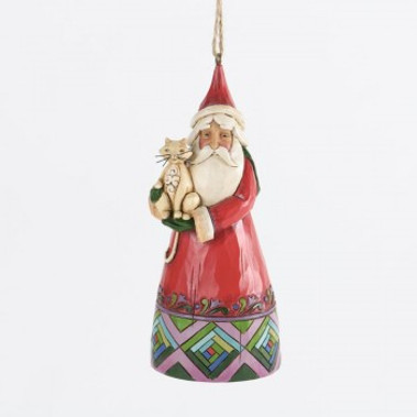 Santa With Cat Hanging Ornament  Jim Shore Collectible