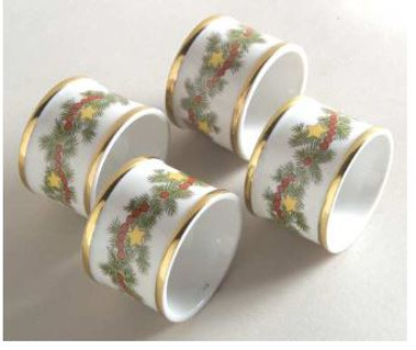 St. Nicholas  Fitz And Floyd Set Of 4 Napkin Rings