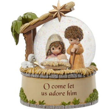 Nativity With Palm Tree Musical Snow Globe  Precious Moments