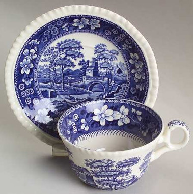 Blue Tower Spode Cup and Saucer