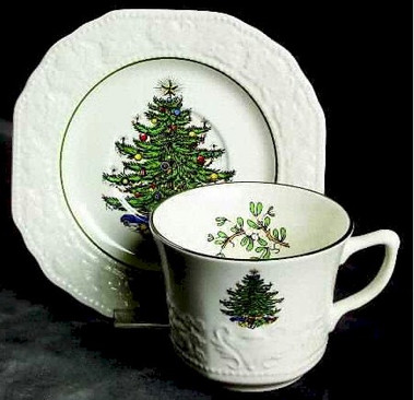 Christmas Tree Embossed  Cuthbertson Cup And Saucer