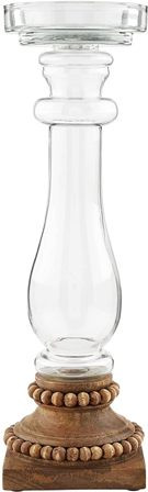 Mud Pie Gifts Medium - Beaded Glass Candlestick