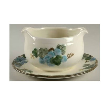 Sculptured Grape Gravy Boat and Stand