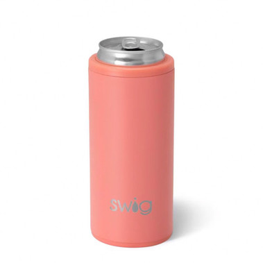 Stay cool and sip in style with the 12 Ounce Skinny Can Cooler from Swig Life. Designed to fit most 12 ounce slim cans, this sleek cooler keeps your beverages cold and refreshing for up to 9 hours thanks to it's triple-insulated technology. Fits most standard cup holders so on-the-go moments are a breeze.