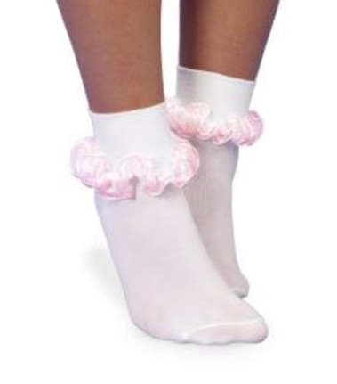 3 7 Size Shoe White With Pink Lace Socks