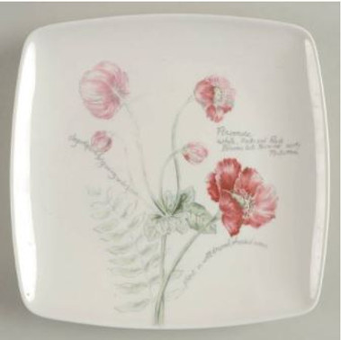 Artist Sketch Geranium Lenox Square Accent Plate