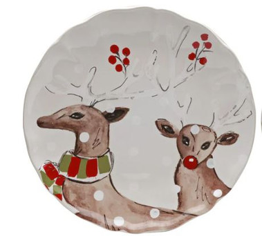Deer Friends White Dinner Plate