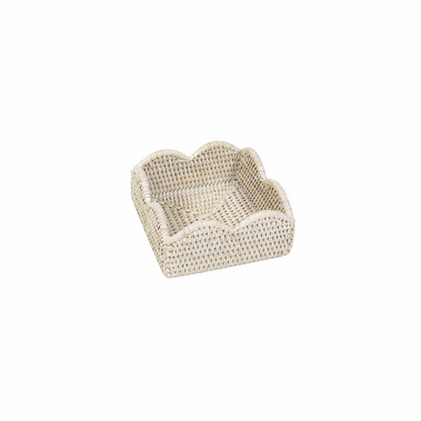 Creme Rattan Scallop Cocktail Napkin Holder