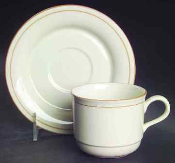 Beige Pinstripes Cup and Saucer