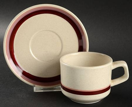Burgandy Brushwork Cup and Saucer Lenox