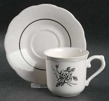 Ebony Rose Cup and Saucer Lenox