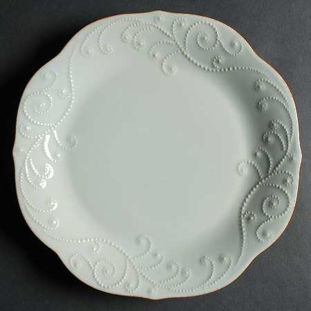French Perle Bead Ice Blue Round Salad Plate