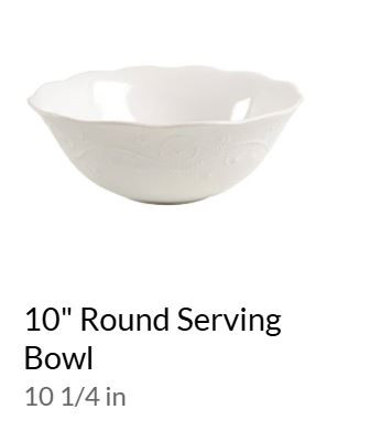 French Perle White Round Vegetable or Serving Bowl