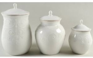 French Perle White 3 Piece Canister Set