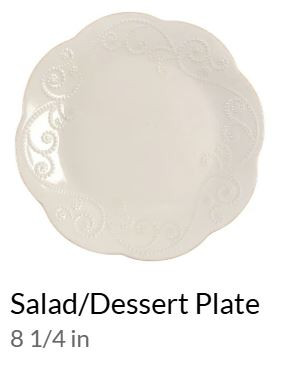 French Perle Bead White Round Salad Plate-Lenox