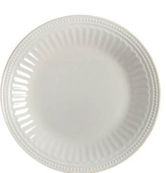Freench Perle Groove White Round Luncheon Plate or Accent Plate Lenox