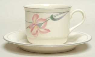 Iris On Grey Cup and Saucer