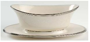 Moonspun Gravy Boat and Stand-Lenox