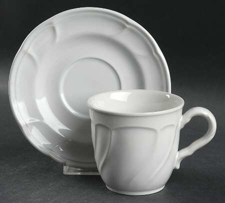 Centennial White Cup and Saucer