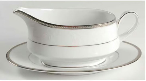 Regina Platinum Gravy Boat and Stand-Noritake