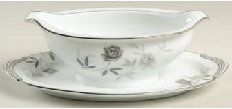 Rosamor Gravy Boat and Stand-Noritake
