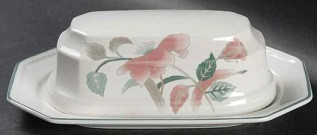 Silk Flowers Covered Butter and Lid