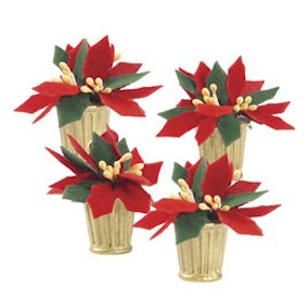Potted Poinsettias  Set Of 4   Snow Village Department 56