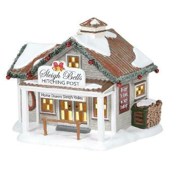 Original Snow Village - Sleigh Bells Hitching Post