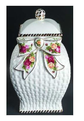 Old Country Roses Royal Albert Cookie Jar With Bow