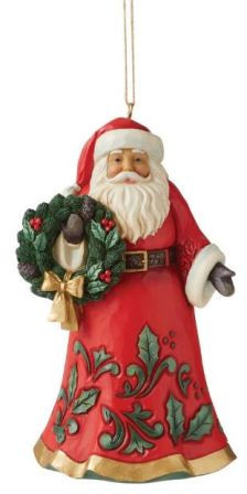 Jolly Santa Holding Wreath - Jim Shore Collectible