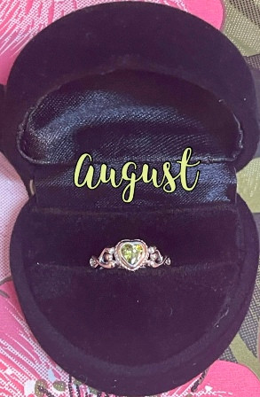 August Heart Birthstone Sterling Silver Baby Ring Size 2