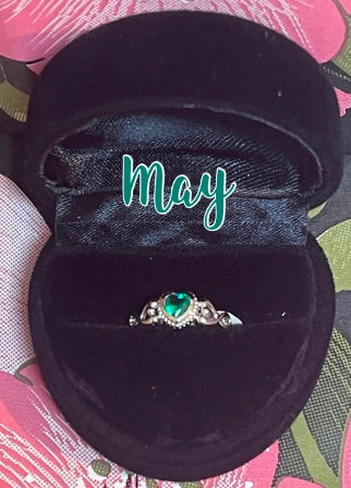 May Heart Birthstone Sterling Silver Baby Ring Size 2