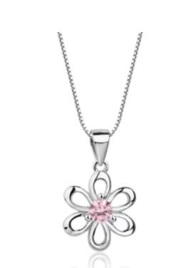 Daisy October 14 Inch Birthstone Necklace S Silver