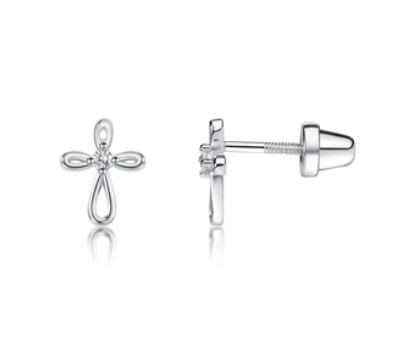 Keepsake Infinity Cross Earrings For Children Sterling Silve