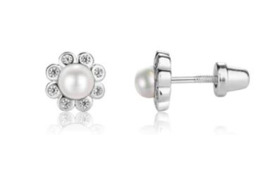 EARRINGS PEARL WHITE KEEPSAKE - EARRINGS PEARL WHITE KEEPSAKE EARRINGS FOR CHILDREN STERLING  CHERISHED MOMENTS
