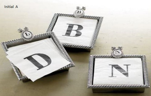 Initial Metal Napkin Holder With Napkins   Initial A