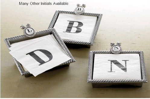 Initial Metal Napkin Holder With Napkins   Initial O