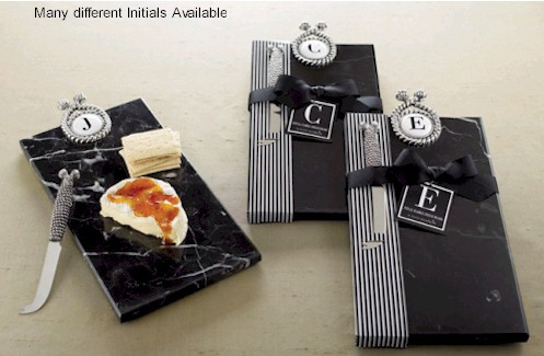 Mud Ple Marble Cheese Board  With Knife   Initial E