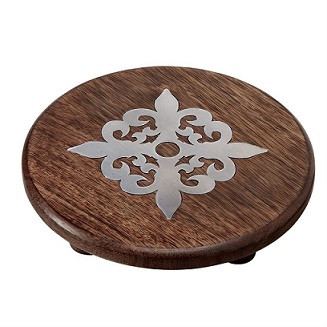 Fleur De Lis Wood Trivet  Mud Pie