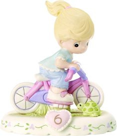 Enesco Growing In Grace On Bicycle Age 6 Figurine Blonde Enesco