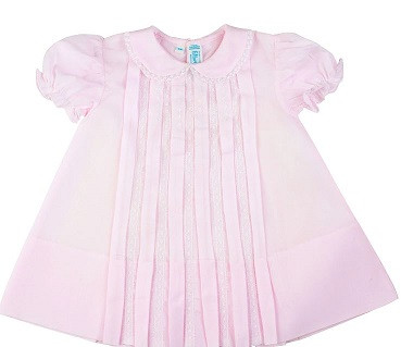 Lace Inlay Pleated Dress  Pink 3 Months Feltman Brothers