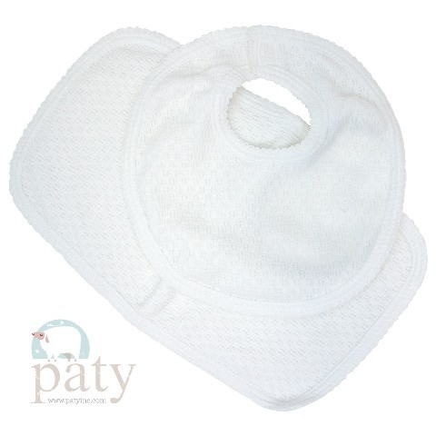 Bib And Burp Set  White On White  Paty
