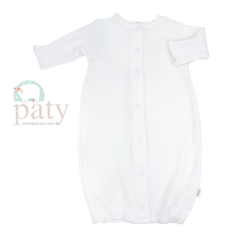 Long Sleeve Day Gown Front Snaps White White 0 3 Paty