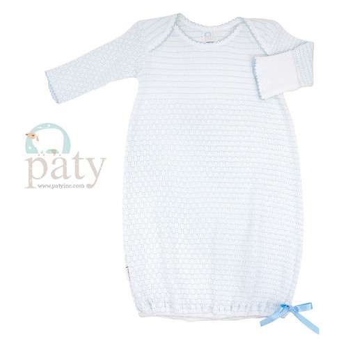 White Gown With Blue Stripe Paty Inc.  Preemie