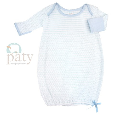 Lap Shoulder Gown Pinstripe Blue With Blue Pima Trim 0 3