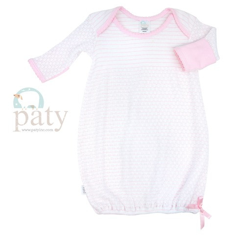 Lap Shoulder Gown Pinstripe Pink With Pima Trim 0 3 Mo  Paty