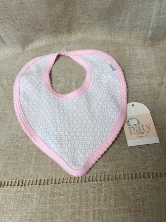 White Bandana Bib With Pink Stripe  Paty Inc