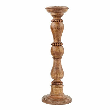 Mud Pie Gifts - Large Beaded Wood Candlestick